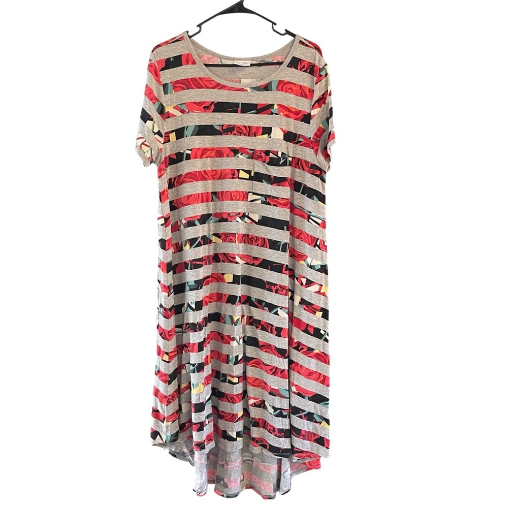 LuLaRoe long length hi lo casual t shirt dress floral print comfort size XL